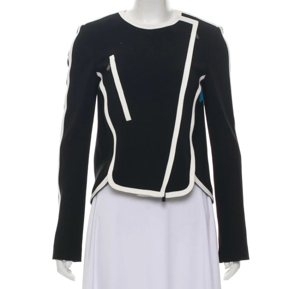 Robert Rodriguez Convertible Black White Crepe Blazer Jacket Top Womens M 6 - Picture 1 of 16